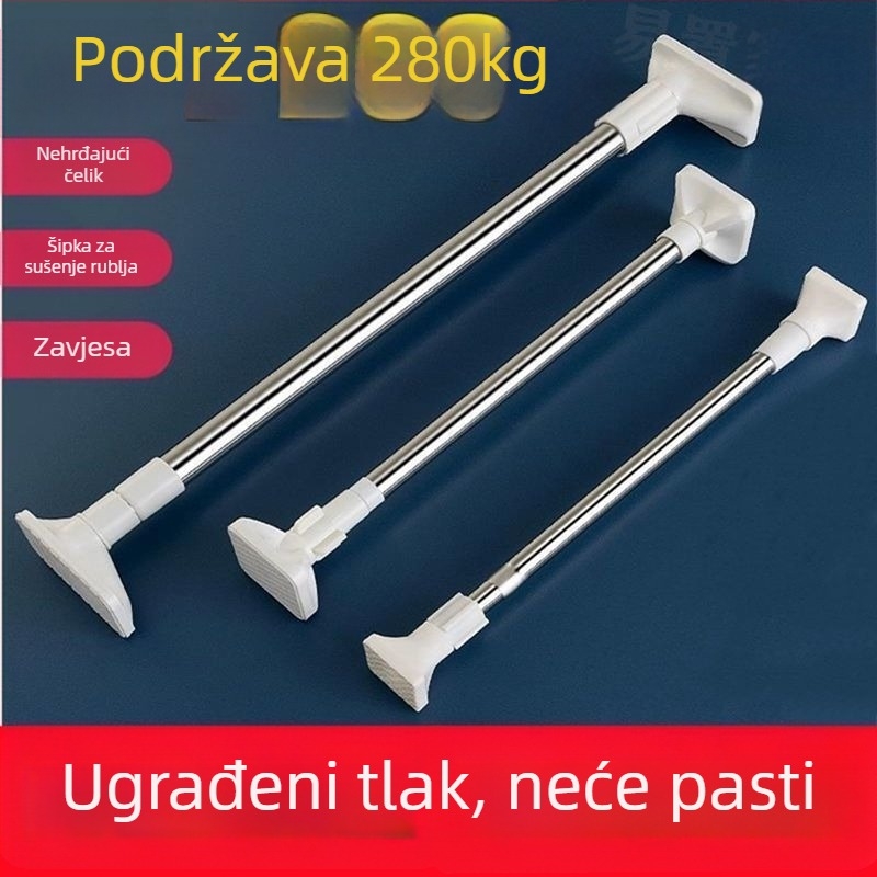 Teleskopska šipka od nehrđajućeg čelika za sušenje rublja na balkon – ojačana, višenamjenska za zavjese/garderobu/tuš zavjesu
