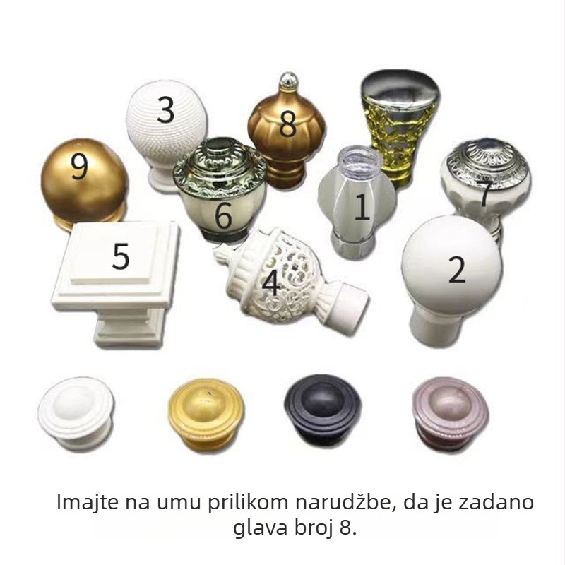 Šipka za zavjese od aluminijskog legura, rimski stil, jednoručna ili dvostruka šipka, moderni minimalistički dizajn, prilagodljivo