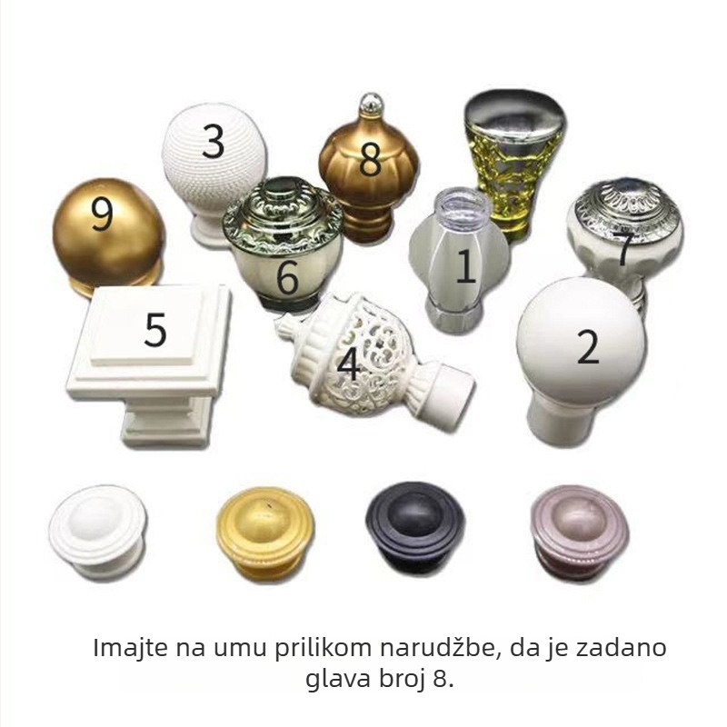 Šipka za zavjese od aluminijskog legura, rimski stil, jednoručna ili dvostruka šipka, moderni minimalistički dizajn, prilagodljivo