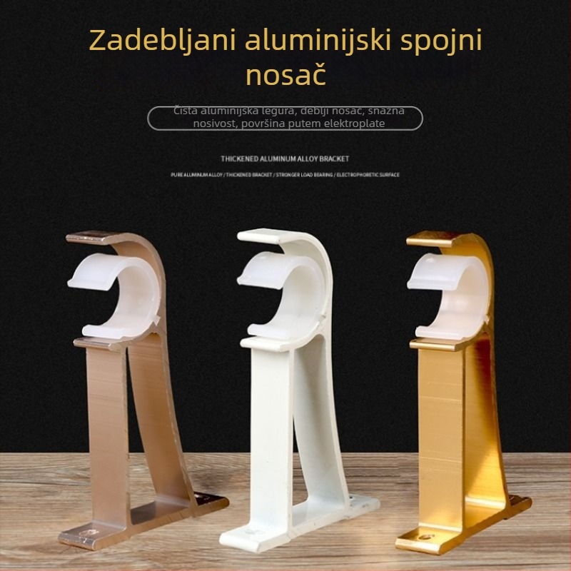 Držač za zavjese od aluminijske legure – za jednoručnu ili dvostruku šinu – fiksna osnova – gornja ili bočna ugradnja