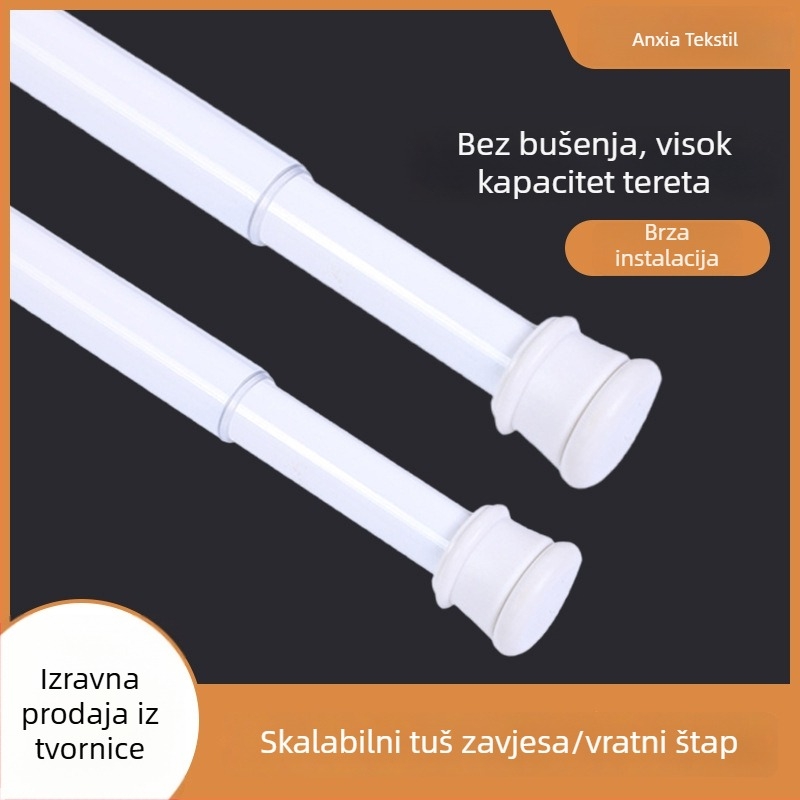 Teleskopska čelična šipka za sušenje odjeće, zavjese i tuš zavjesu – bez montaže, moderni minimalistički stil