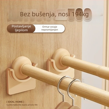 Nehrđajuća čelična šipka za sušenje odjeće, teleskopska, bez bušenja, za garderobu u spavaćoj sobi (materijal: nehrđajući čelik; ugradnja: bez bušenja; upotreba: vješanje odjeće u spavaćoj sobi; stil: novi kineski stil)