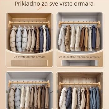 Nehrđajuća čelična šipka za sušenje odjeće, teleskopska, bez bušenja, za garderobu u spavaćoj sobi (materijal: nehrđajući čelik; ugradnja: bez bušenja; upotreba: vješanje odjeće u spavaćoj sobi; stil: novi kineski stil)