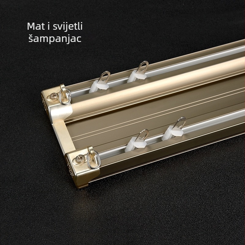 Aluminijska zavjesna tračnica s dvostrukom šinom, spojni dizajn, prilagodljivo, stil lagani luksuz