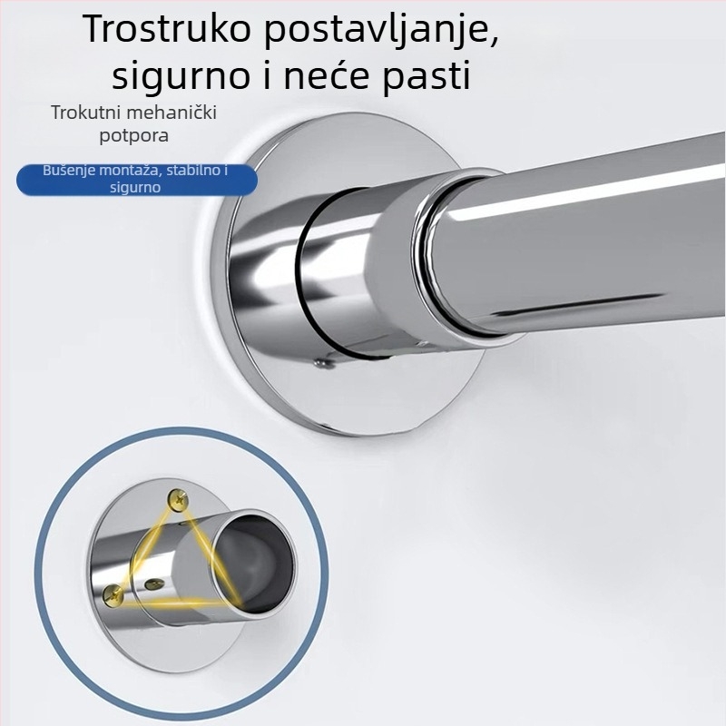 Polu‑U oblik zavjese za tuš od nehrđajućeg čelika, zahtijeva bušenje, za kupaonicu, moderni stil