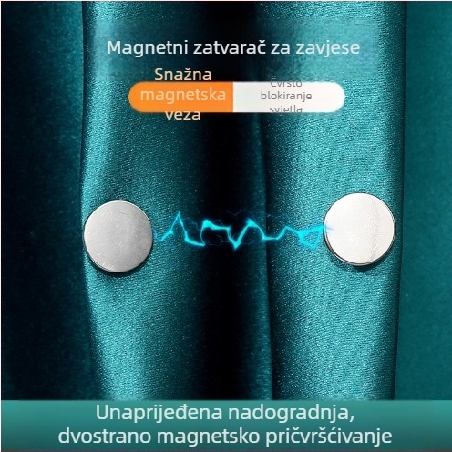 Zavjesna kopča s jakim magnetskim zatvaranjem, višekratna upotreba, aluminijska legura, uklonjivo magnetsko zatvaranje, sprječava propuštanje svjetla