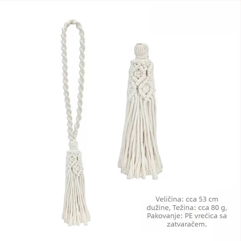 Jiuli traka za zavjese – boemski stil, ručno pleteni pamuk‑len konac, moderan minimalistički dizajn, prilagodljiva