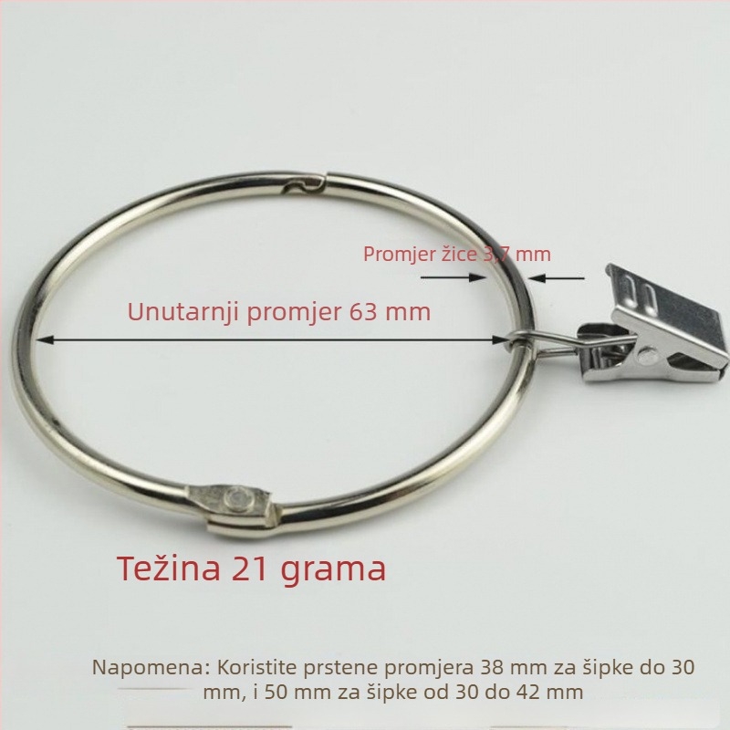 Prsten za zavjese sa klipom i kopčom, za tuš zavjesu, rimski stil, moderan minimalistički dizajn