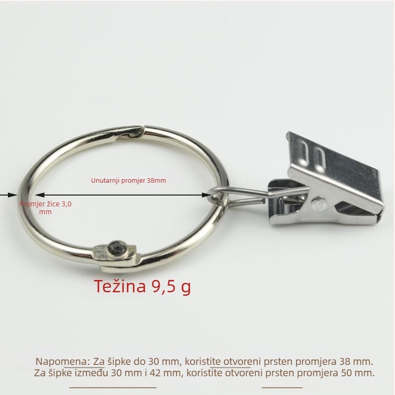 Prsten za zavjese sa klipom i kopčom, za tuš zavjesu, rimski stil, moderan minimalistički dizajn