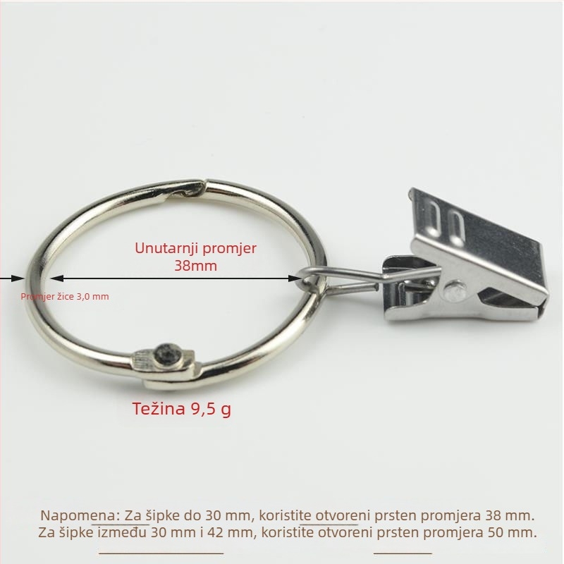 Prsten za zavjese sa klipom i kopčom, za tuš zavjesu, rimski stil, moderan minimalistički dizajn