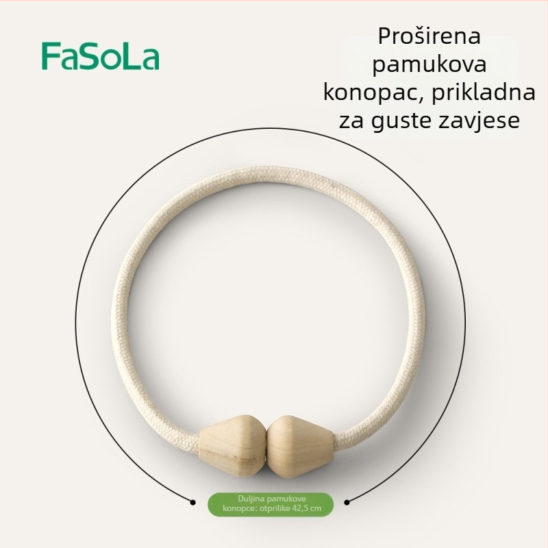 Zavjese vrpce sa magnetskim kopčom, od masivnog drva, magnet rijetkih zemalja i pamukova užad