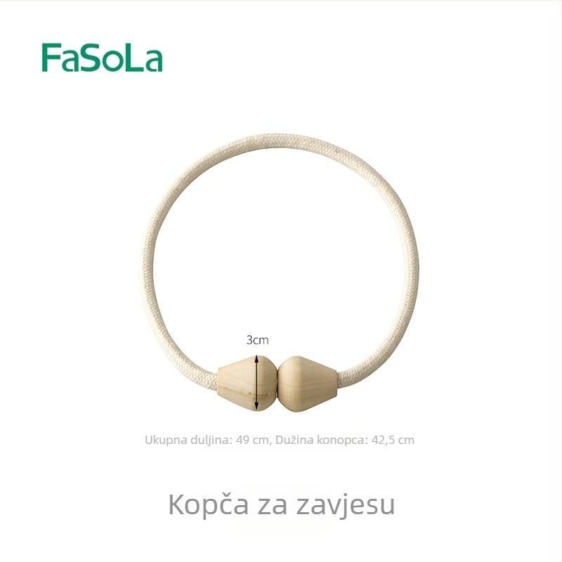 Zavjese vrpce sa magnetskim kopčom, od masivnog drva, magnet rijetkih zemalja i pamukova užad