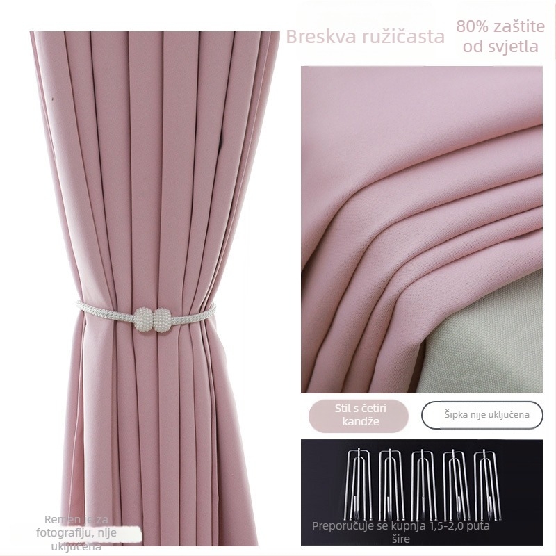 Zavjese za prozore, Visoka gustoća materijala, Sloj od svile, Moderni minimalistički stil, za dnevni boravak, spavaću sobu, studij i blagovaonu, Visoko blokiranje svjetla 71-90%