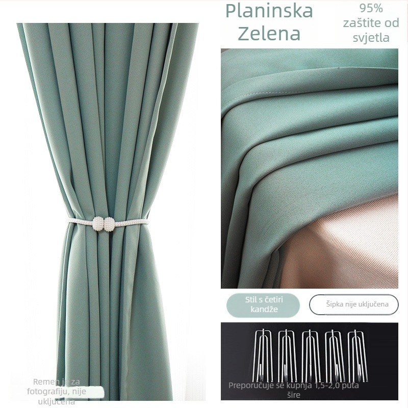 Zavjese za prozore, Visoka gustoća materijala, Sloj od svile, Moderni minimalistički stil, za dnevni boravak, spavaću sobu, studij i blagovaonu, Visoko blokiranje svjetla 71-90%