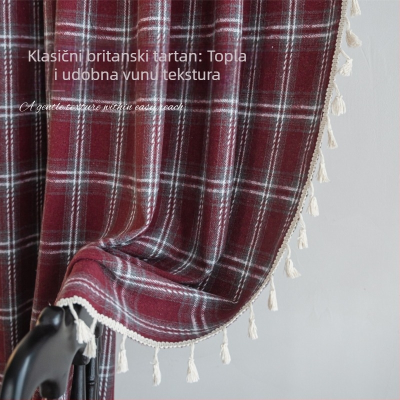 Zavjese, pamuk-lin, francuski stil, dekorativno poluotamnjenje za kutni prozor — (Brand: Ymqy/yi man qi yun; Materijal: Pamuk; Osnovni materijal: Pamuk i lan; Sadržaj: 90%; Funkcija: dekorativno poluotamnjenje)