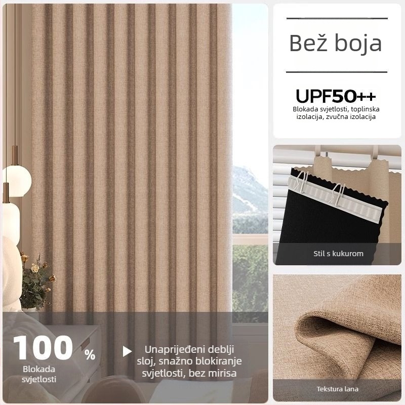 Poliesterska zavjesa za prozor s visokim zatamnjenjem 71-90% za dnevni boravak, spavaću sobu, studiju, restoran i ulaz, moderni minimalistički stil
