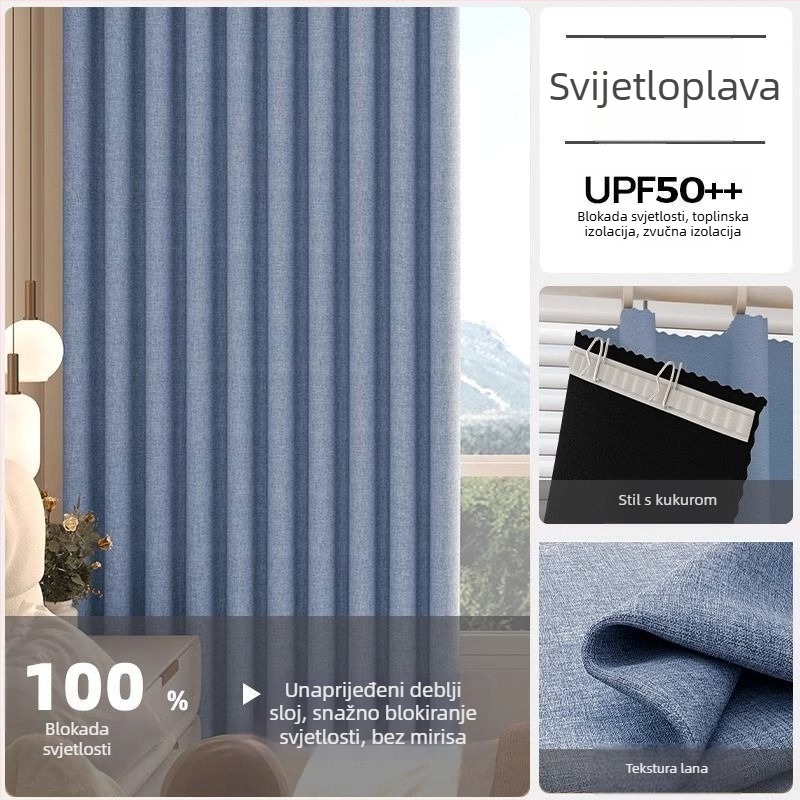 Poliesterska zavjesa za prozor s visokim zatamnjenjem 71-90% za dnevni boravak, spavaću sobu, studiju, restoran i ulaz, moderni minimalistički stil