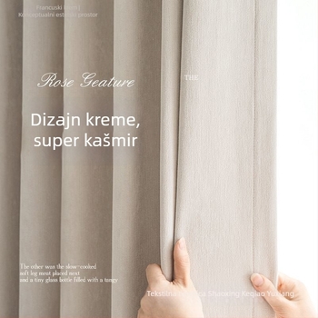 Dvostruka potpuno zatemnjiva zavjesa, Chenille materijal, zatamnjenje 71–90%, moderan minimalistički stil