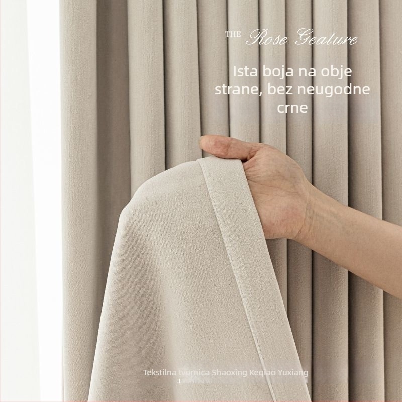 Dvostruka potpuno zatemnjiva zavjesa, Chenille materijal, zatamnjenje 71–90%, moderan minimalistički stil
