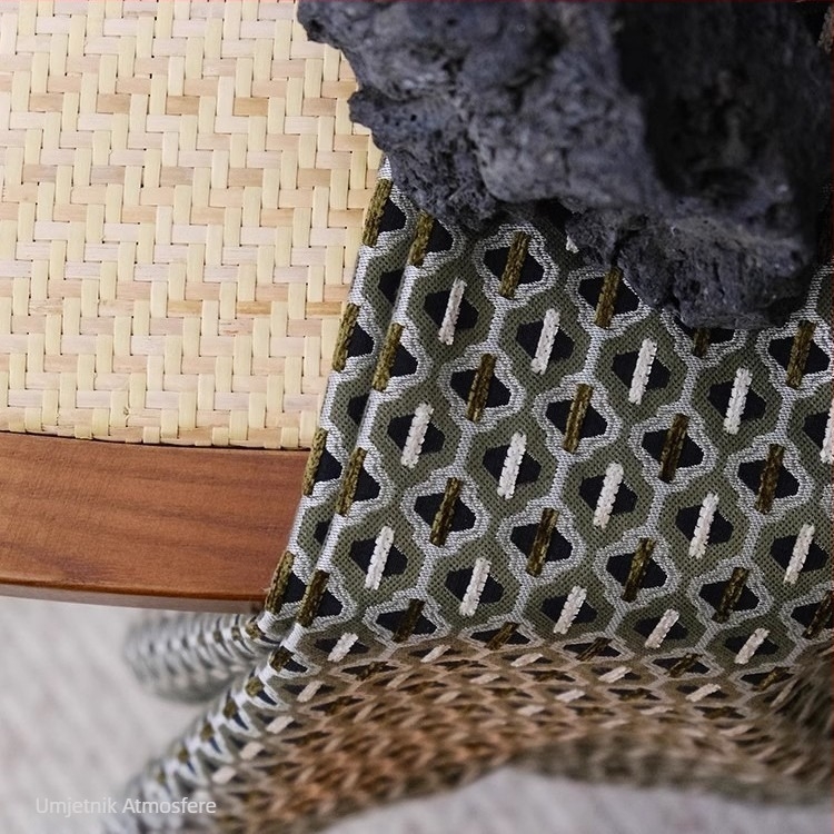 Zavjese u francuskom stilu od Chenille Jacquard s geometrijskim uzorkom, zasjenjenje 71-90%, poliester