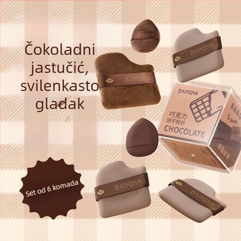 Bonna Čokoladni puder puff set - Suhi puder puff, hidrofilični poliuretan, 6 komada, trokutasti i nepravilni oblici