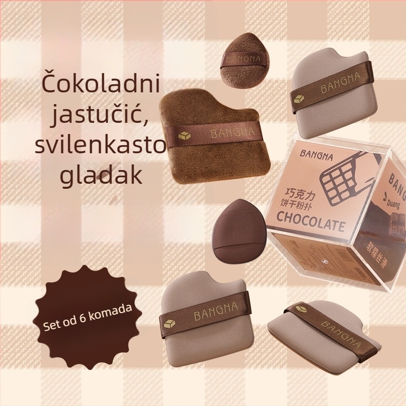 Bonna Čokoladni puder puff set - Suhi puder puff, hidrofilični poliuretan, 6 komada, trokutasti i nepravilni oblici
