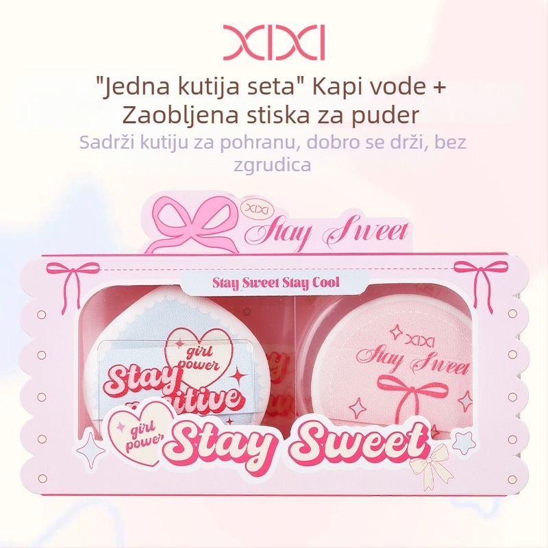 Xixi puff za puder za suho i mokro korištenje, prirodna spužva, 2 komada, okruglog i kapljastog oblika