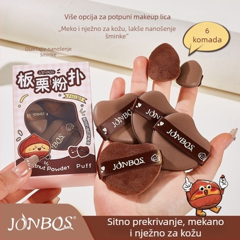 Jiaobosi Suhi puder spužva, hidrofilna ne-lateks, 6 kom., oblici: flokirana, kapljasta, breskova forma, za mokru i suvu primjenu