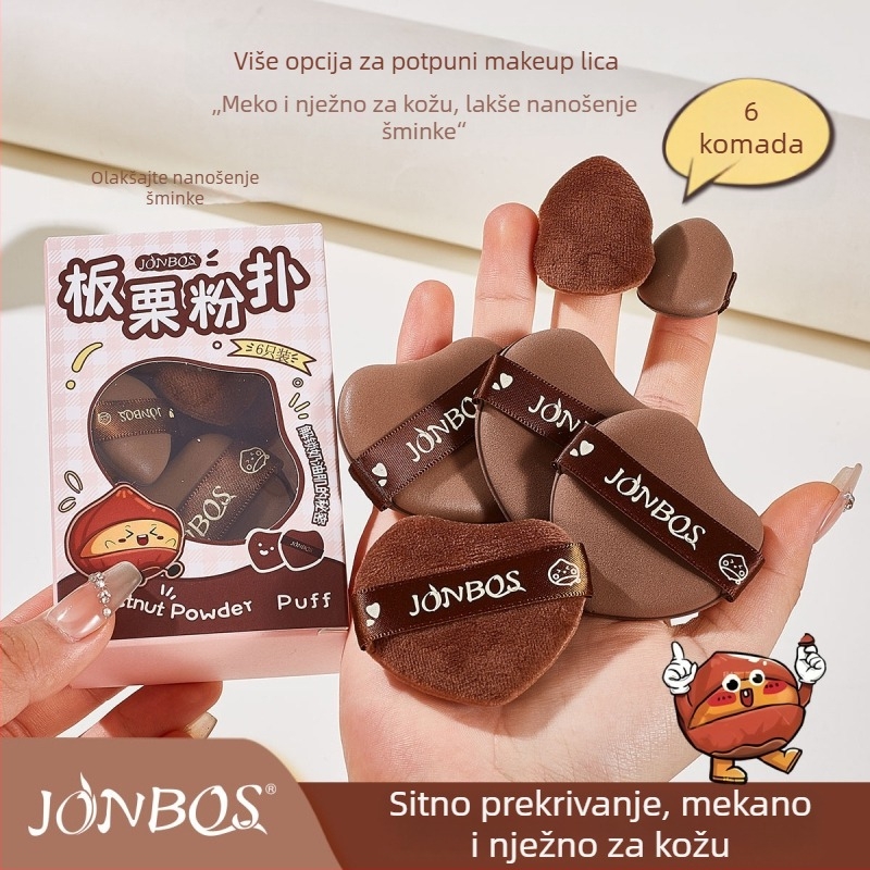 Jiaobosi Suhi puder spužva, hidrofilna ne-lateks, 6 kom., oblici: flokirana, kapljasta, breskova forma, za mokru i suvu primjenu