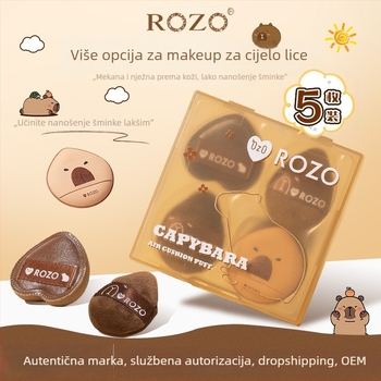 Rozo suhi i mokri puderski puff — kapljičnog oblika; hidrofilni poliuretan; 5 komada u pakiranju