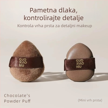 Guo xiaoniu spužvica za puder – dvostruka upotreba mokro/suvo, prirodna spužva, 6 kom., oblici: trokut, kapljica, bundeva