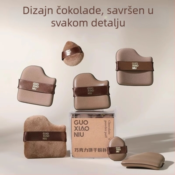 Guo xiaoniu spužvica za puder – dvostruka upotreba mokro/suvo, prirodna spužva, 6 kom., oblici: trokut, kapljica, bundeva