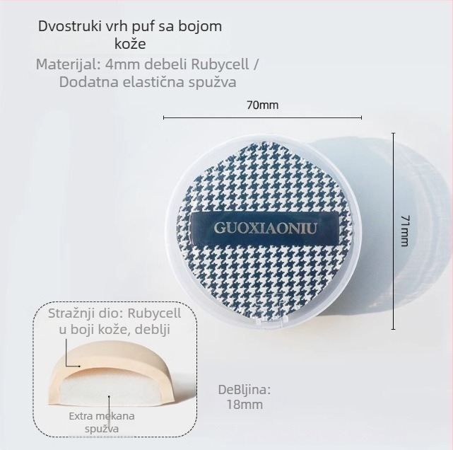 Guo xiaoniu spužvica za puder – dvostruka upotreba mokro/suvo, prirodna spužva, 6 kom., oblici: trokut, kapljica, bundeva