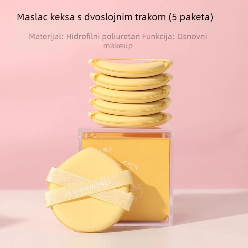 Guo xiaoniu spužvica za puder – dvostruka upotreba mokro/suvo, prirodna spužva, 6 kom., oblici: trokut, kapljica, bundeva