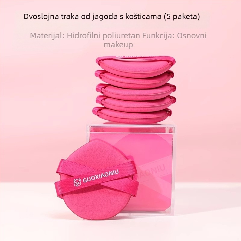 Guo xiaoniu spužvica za puder – dvostruka upotreba mokro/suvo, prirodna spužva, 6 kom., oblici: trokut, kapljica, bundeva