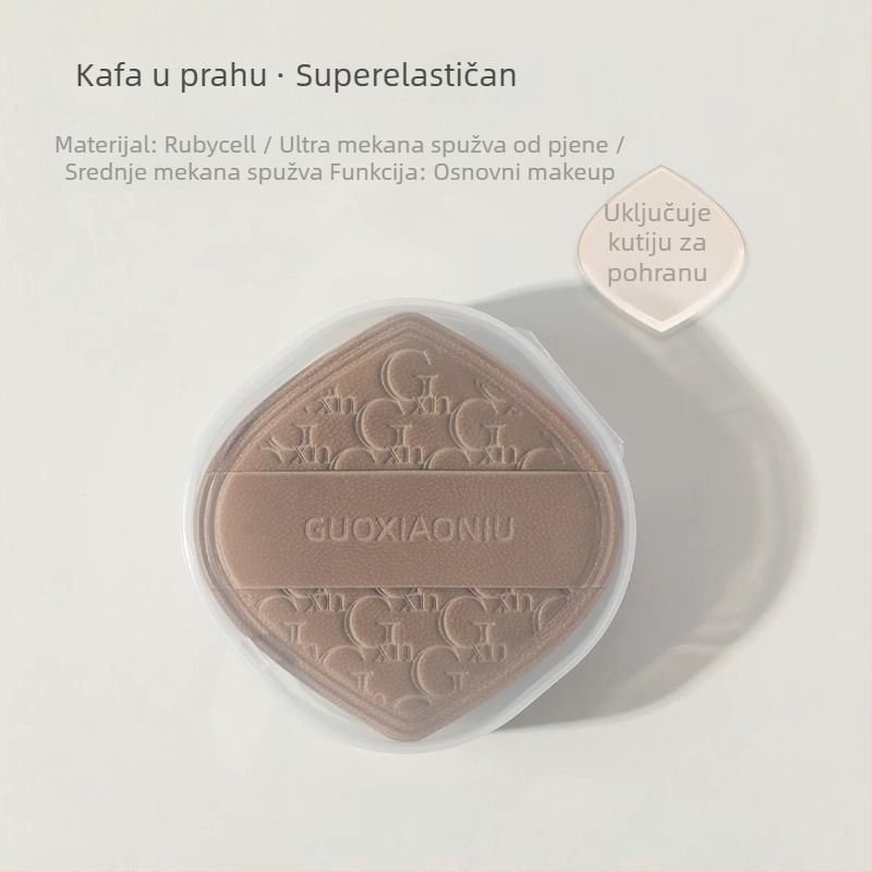 Guo xiaoniu spužvica za puder – dvostruka upotreba mokro/suvo, prirodna spužva, 6 kom., oblici: trokut, kapljica, bundeva