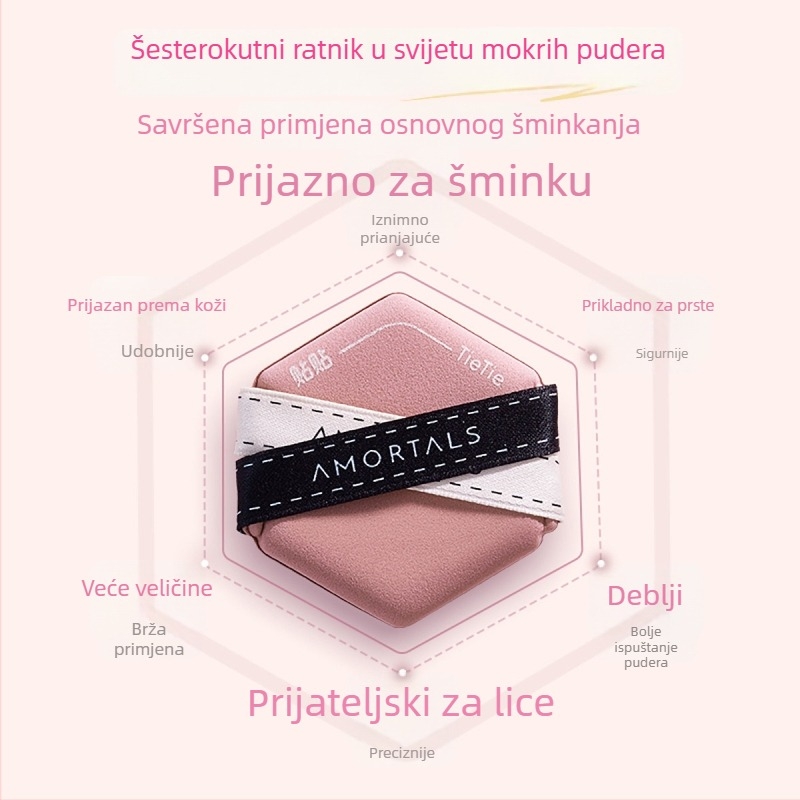 Set spužvica za puder - iznimno mekana hidrofilna poliuretanska spuža za suho/mokro nanošenje temelja i šminke, nepravilni oblik, 3 komada