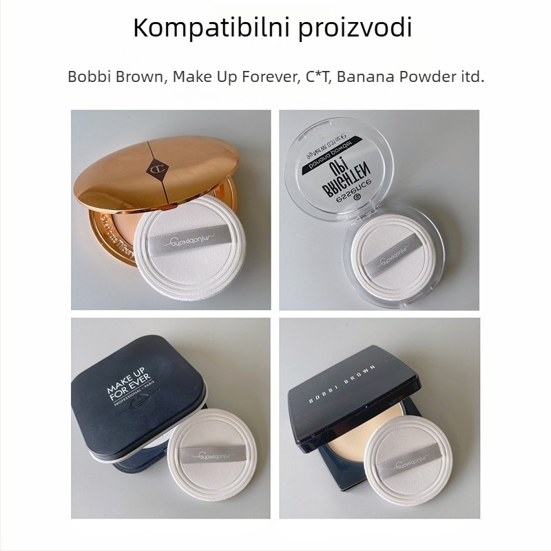 Set od 5 zamjenskih pudernih puffova, okruglog oblika, ultra-tanki, s kožno flokiranom površinom