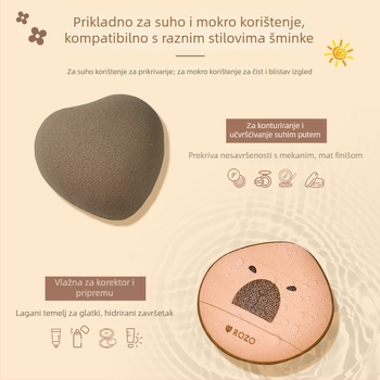 ROZO mini spužva za puder kapljastog oblika za mokru i suvu primjenu, hidrofilički poliuretan, pakiranje 5 komada