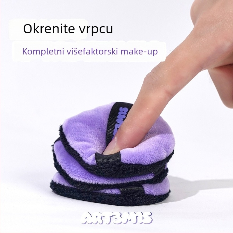 Dvostrani flokirani puder spužvica, kapljastog i breskvinog oblika, poliuretan, 1 kom