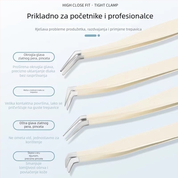 Štipaljke za trepavice za lažne trepavice, visoka preciznost, nehrđajući čelik, Six Six Beauty, za opću uporabu