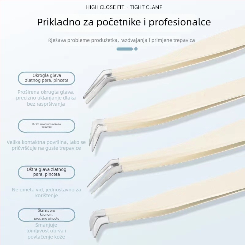 Štipaljke za trepavice za lažne trepavice, visoka preciznost, nehrđajući čelik, Six Six Beauty, za opću uporabu