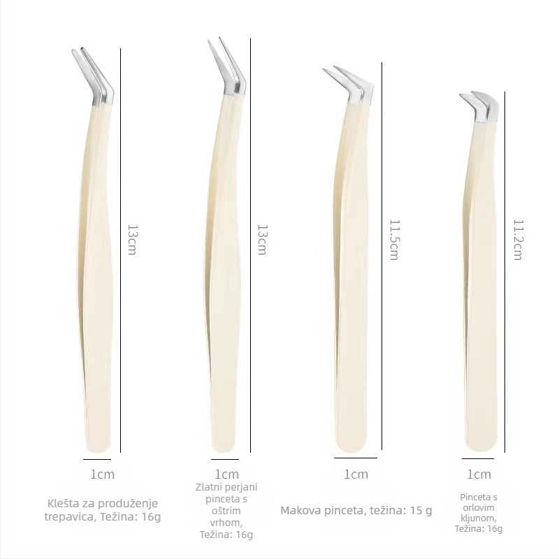 Štipaljke za trepavice za lažne trepavice, visoka preciznost, nehrđajući čelik, Six Six Beauty, za opću uporabu