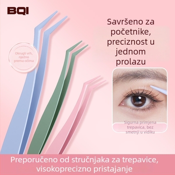Pinceta za trepavice od nehrđajućeg čelika s premazom nalik peruti, precizni kozmetički alati za trepavice, noktiju i obrve