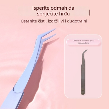 Pinceta za trepavice od nehrđajućeg čelika s premazom nalik peruti, precizni kozmetički alati za trepavice, noktiju i obrve