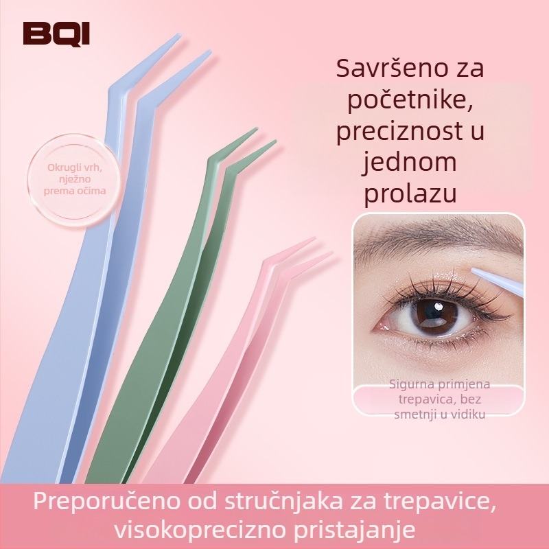 Pinceta za trepavice od nehrđajućeg čelika s premazom nalik peruti, precizni kozmetički alati za trepavice, noktiju i obrve