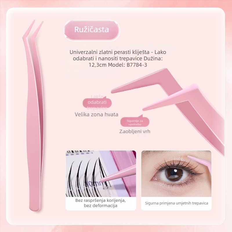 Pinceta za trepavice od nehrđajućeg čelika s premazom nalik peruti, precizni kozmetički alati za trepavice, noktiju i obrve