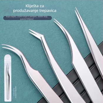 Nehrđajući čelični pinceti za trepavice s grafting klipom i klipom s perom – početnički set za umjetnice trepavica, marka Medium Tweezers