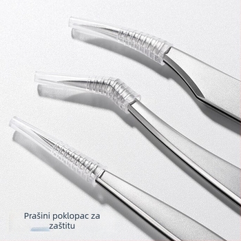 Nehrđajući čelični pinceti za trepavice s grafting klipom i klipom s perom – početnički set za umjetnice trepavica, marka Medium Tweezers