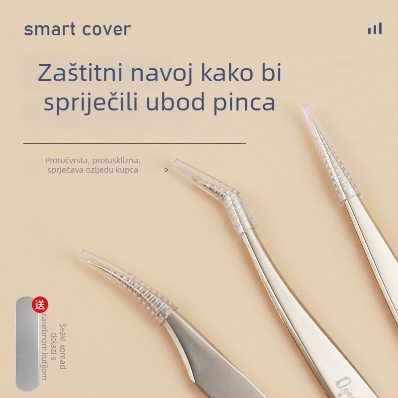 Set pinceta za trepavice od nehrđajućeg čelika visoke preciznosti, segmentirani dizajn, bez električne energije, paket 1 komad, tri stilova, Dolphin Straight Clip